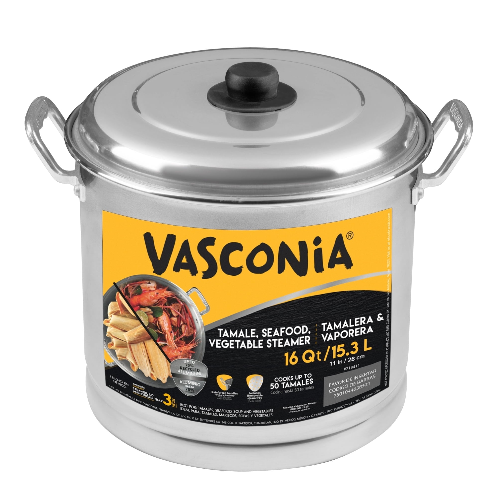 Vasconia Steamer with Aluminum Lid, Silver, all Aluminum