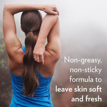 Woman applying Cocoa Radiant spray moisturizer to hair and neck, Vaseline