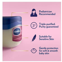 Vaseline Baby Healing Jelly jar with on-pack purity and sensitive-skin icons