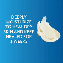 Cream lotion dollop graphic with blue background and 'Deeply moisturize' text