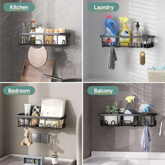 Veken Shower Caddy  – Rustproof Adhesive Bathroom Organizer Set, No-Drill Wall-Mounted Shelves with Soap Holder & Large Capacity Storage
