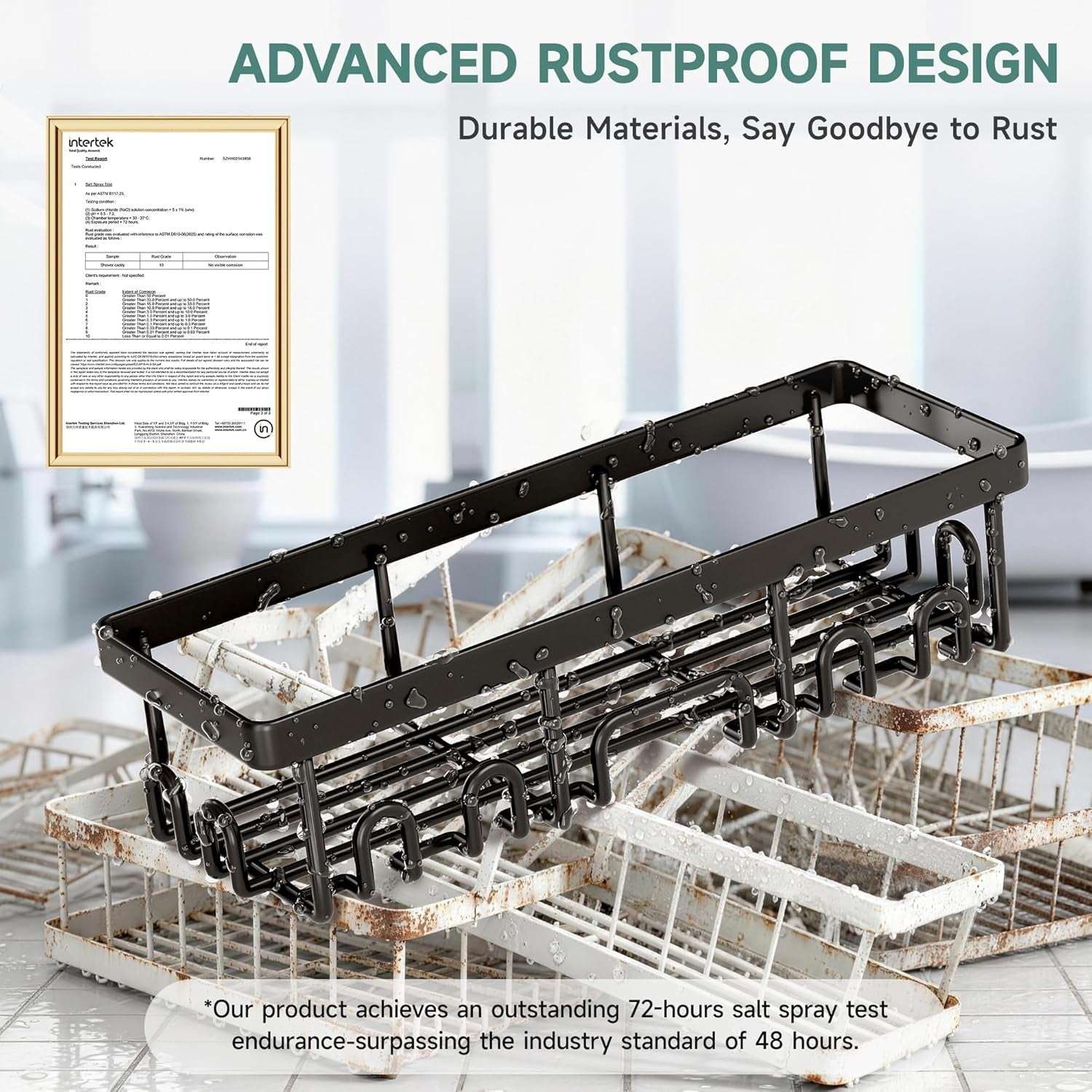Veken Shower Caddy  – Rustproof Adhesive Bathroom Organizer Set, No-Drill Wall-Mounted Shelves with Soap Holder & Large Capacity Storage