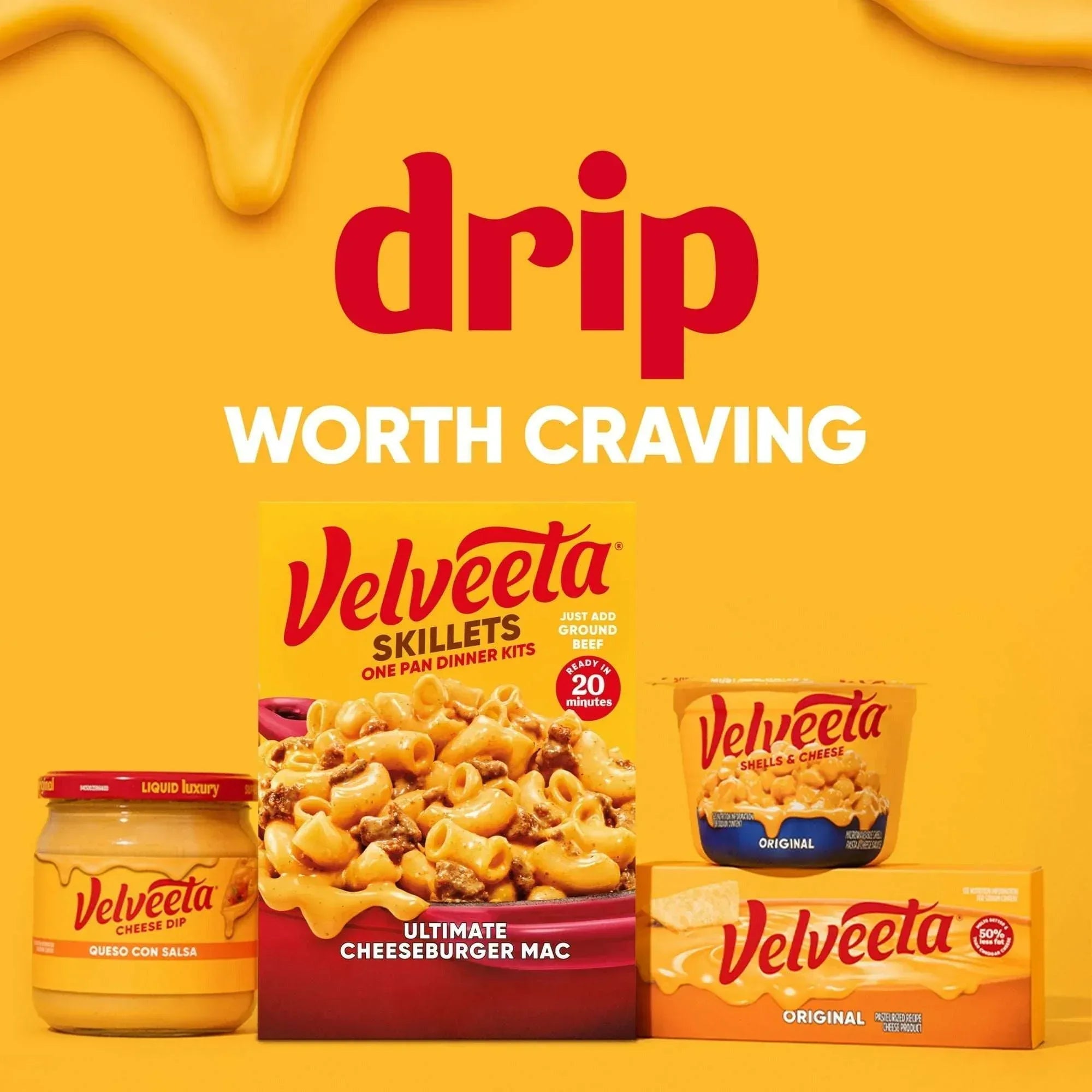 Velveeta Skillets Ultimate Cheeseburger Mac One Pan Dinner Kit, 12.8 oz Box