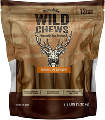 | Wild Chews | Venison Recipe, Made with Real Venison, Limited Ingredient, Long Lasting Chews for Large Dogs | 12 Count