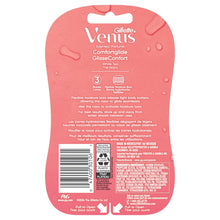 Back of blister pack for Gillette Venus Comfortglide 3-blade disposable razors