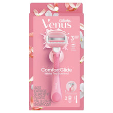 Venus ComfortGlide manual razor package with pink handle and 3-blade cartridge