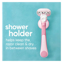 Pink Venus ComfortGlide razor with shower holder mount and blade cartridge