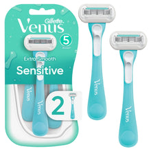 Gillette Venus 5-blade disposable razors, 2 count, blue handles, sealed package