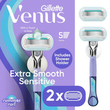 Gillette Venus Extra Smooth Sensitive razor set in purple box with refill cartridges