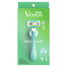 Gillette Venus manual razor set with 5 blades, Extra Smooth, green package