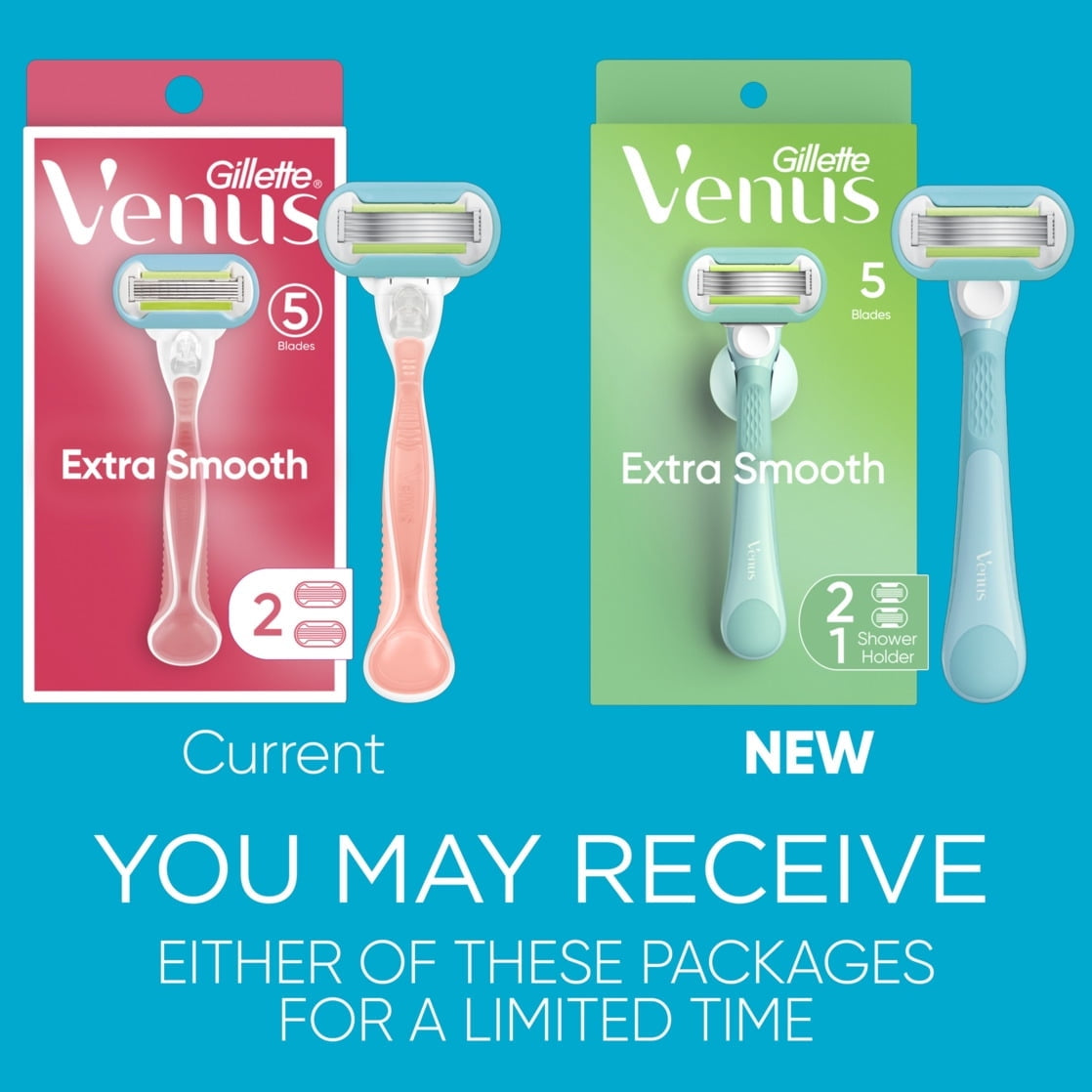 Venus Manual Razor, Extra Smooth for Women, 5 Blades, Handle + 2 Refills, Green