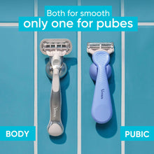 Venus razor and another razor side by side on a display tray, both with blade heads.