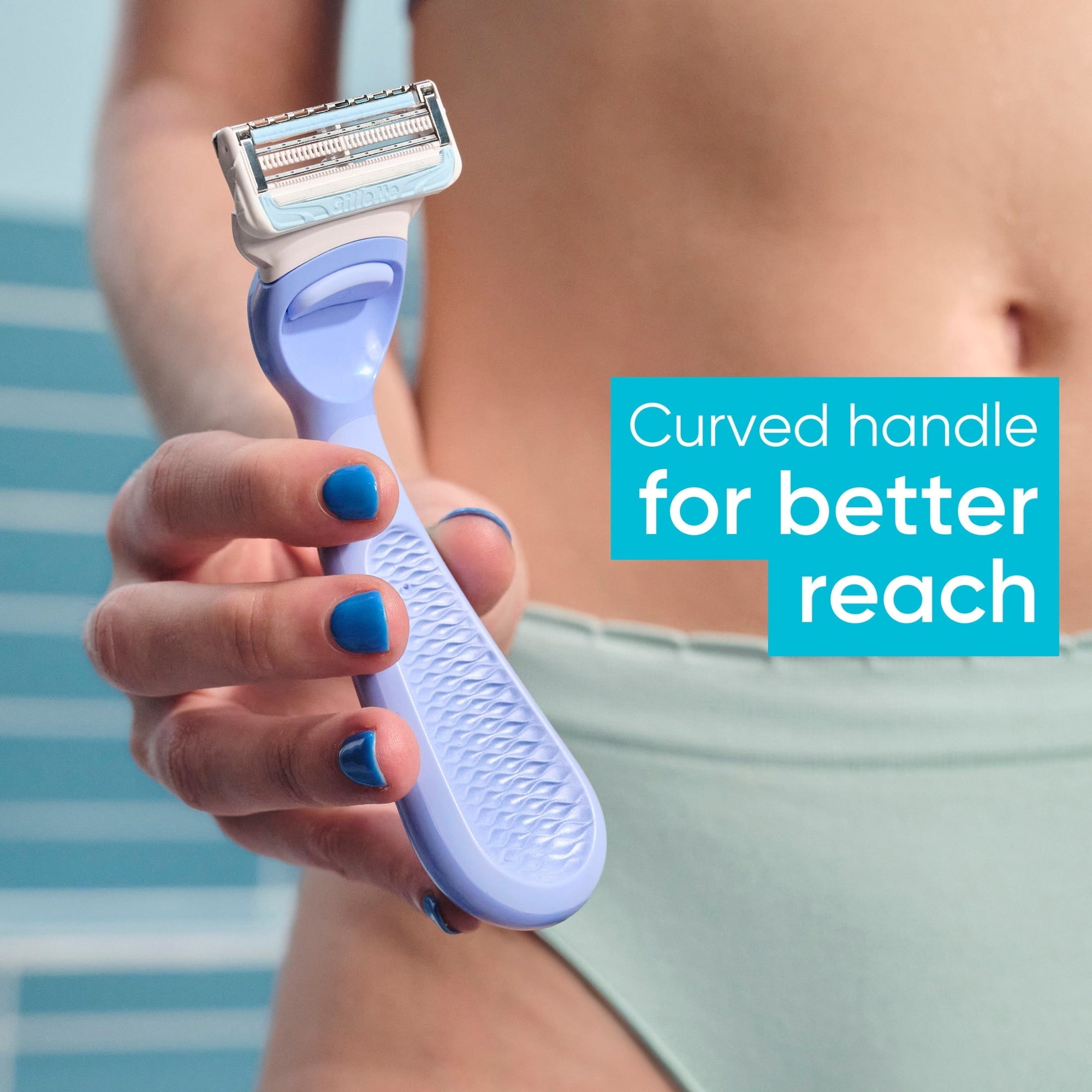 Venus Razor Kit for Pubic Hair & Skin, 1 Handle + 2 Refills + Shower Hook, Purple