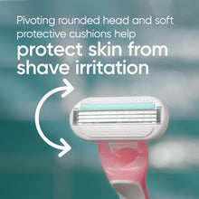 Gillette Venus Smooth Sensitive pink razor head with soft protective cushions, close-up