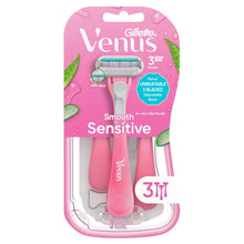 Gillette Venus Smooth Sensitive 3-blade disposable razor blister pack, pink, 3 count