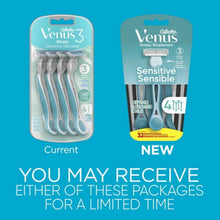 Two Gillette Venus Sensitive razor packs with light blue handles, 4 count