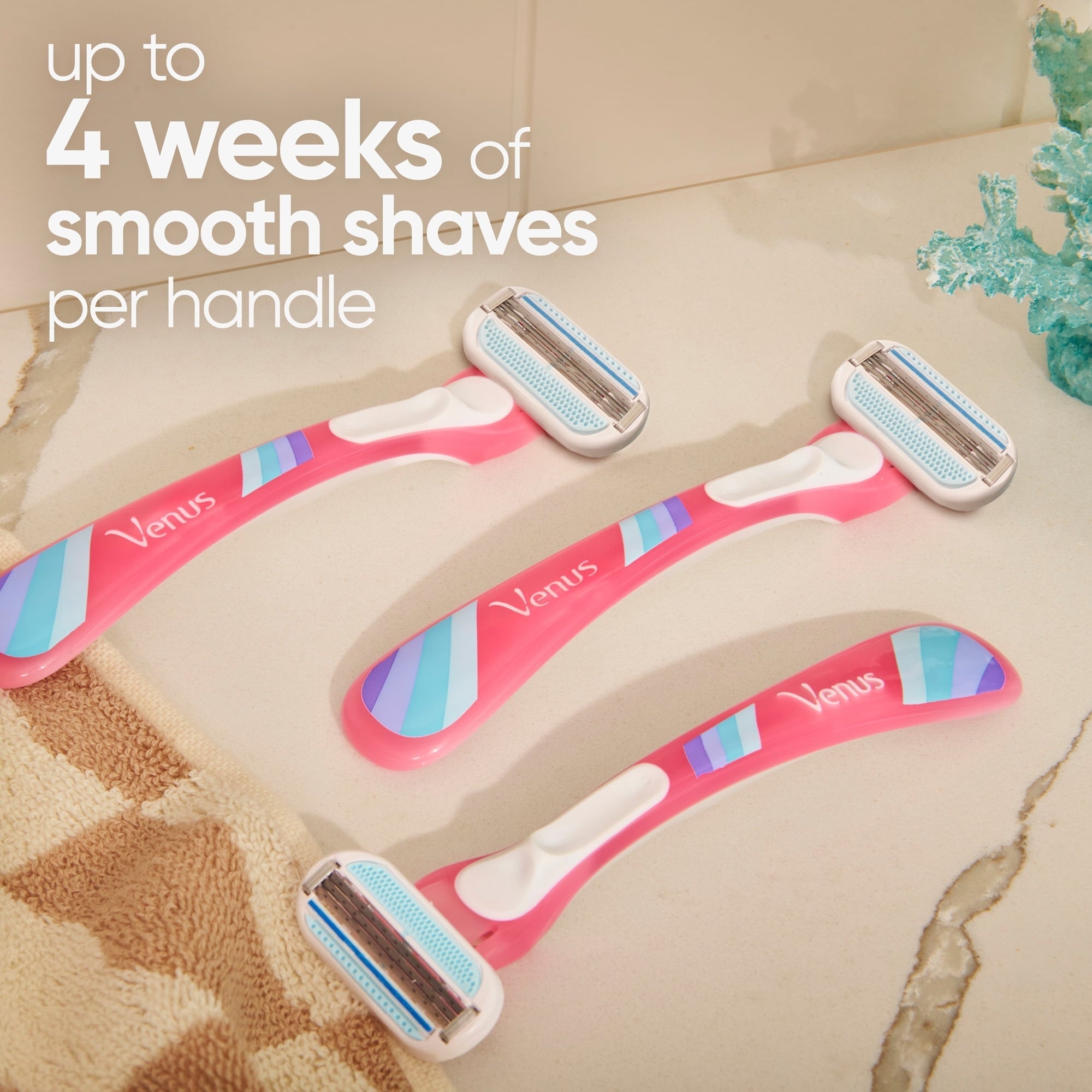 Venus Summer Surf Smooth Disposable Razors, 3 Count