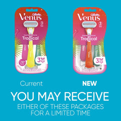 Venus Tropical Women's 3 Blade Disposable Razor, 3 count, Multi-Color