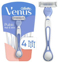 Gillette Venus disposable women's razor pack with 4 blades, blue and white.