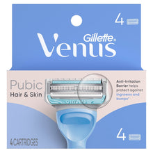 Gillette Venus pubic hair razor blade refills, 4 cartridges, front package