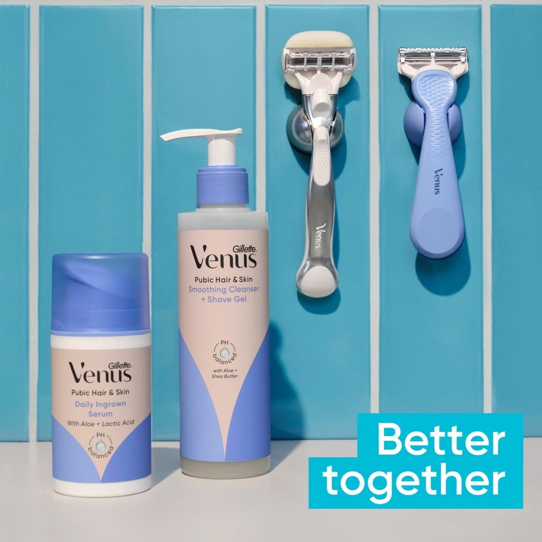 Venus for Pubic Hair & Skin, Intimate Razor for Women Razor Blade Refills, 4 Count