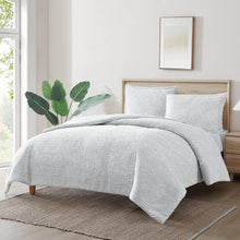 3-piece comforter set with shams and duvet, light gray textured fabric