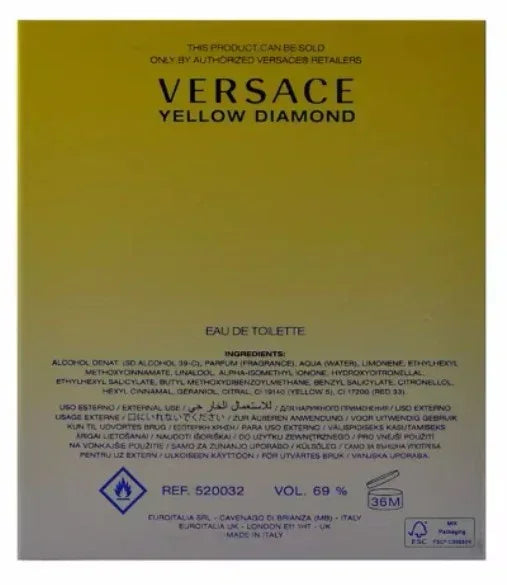 Versace Yellow Diamond Eau de Toilette, 3.0 fl