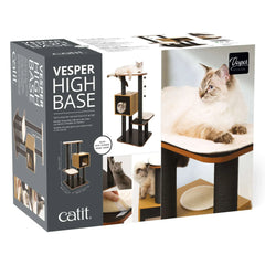 Vesper High Base 47.8 inch Cat Tree, 3 Levels and 1 Condo, Black - USA MEGA SHOP
