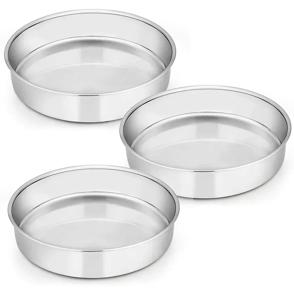Vesteel Cake Pan, Stainless Steel Round Layer Cake Baking Pans, Non-Toxic & Healthy, Mirror Finish & Dishwasher Safe