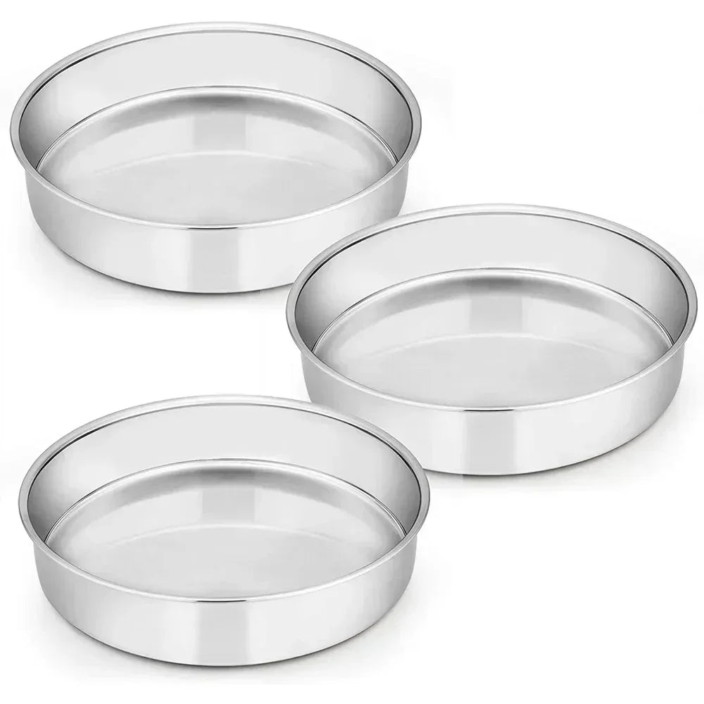 Vesteel Cake Pan, Stainless Steel Round Layer Cake Baking Pans, Non-Toxic & Healthy, Mirror Finish & Dishwasher Safe - USA MEGA SHOP