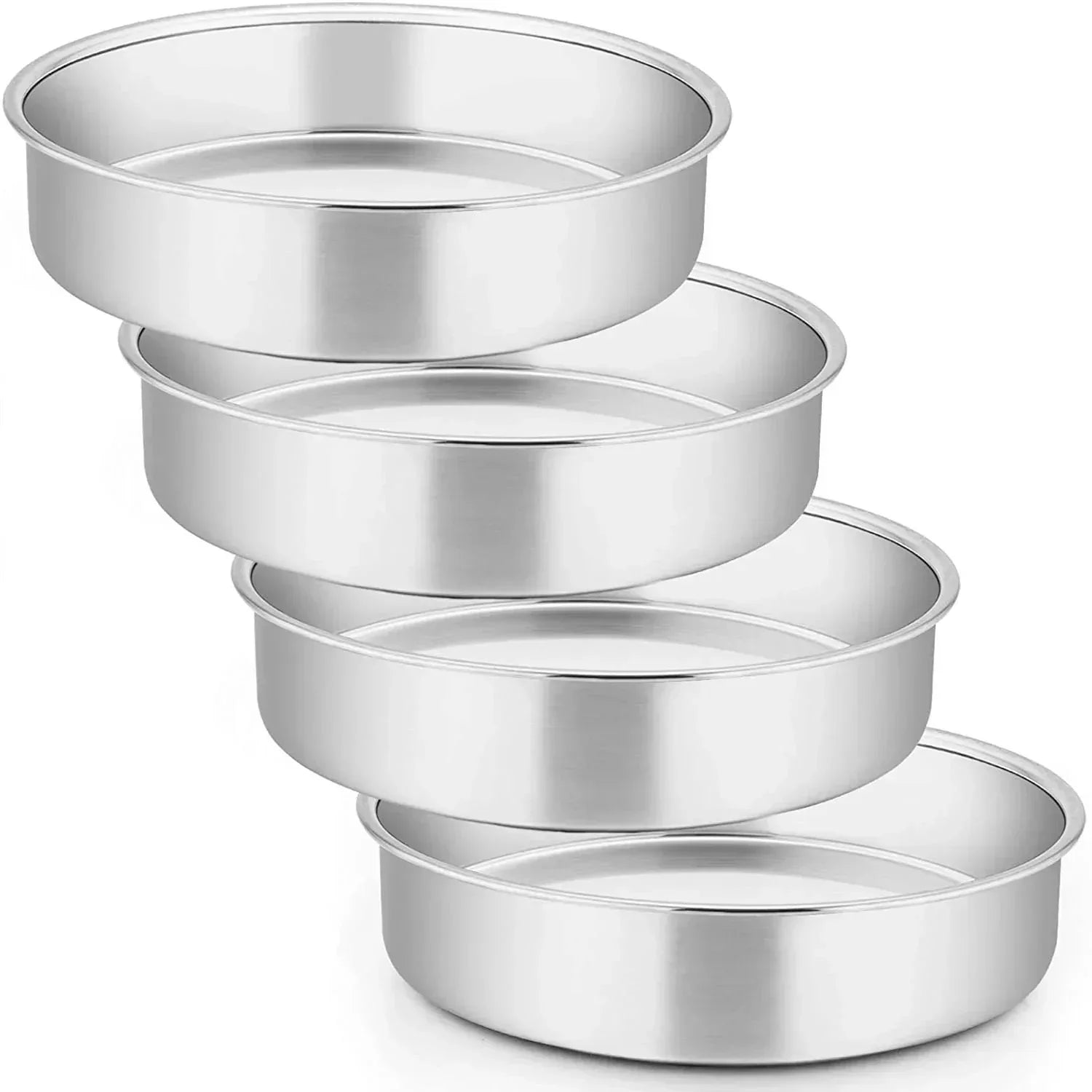 Vesteel Cake Pan, Stainless Steel Round Layer Cake Baking Pans, Non-Toxic & Healthy, Mirror Finish & Dishwasher Safe - USA MEGA SHOP