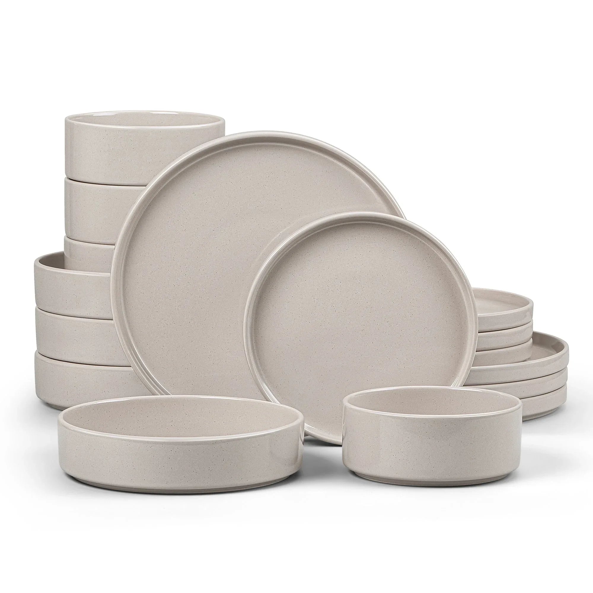 Vesteel 12-Piece Dinnerware Set, Ceramic Tableware Reactive Glaze Plates and Bowls Sets, Healthy Yixing Purple Clay Dishes Set, Dishwasher & Microwave Safe - Blackish Green