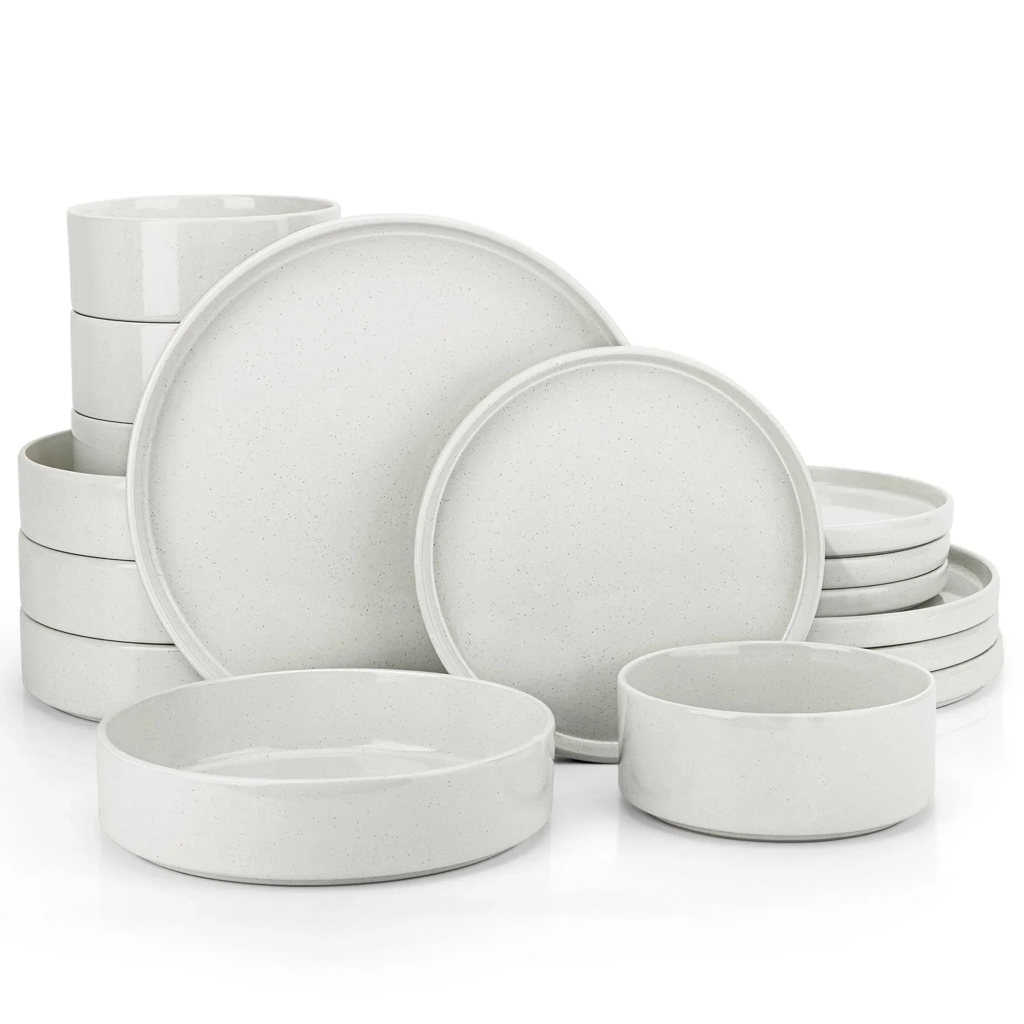 Vesteel 12-Piece Dinnerware Set, Ceramic Tableware Reactive Glaze Plates and Bowls Sets, Healthy Yixing Purple Clay Dishes Set, Dishwasher & Microwave Safe - Blackish Green