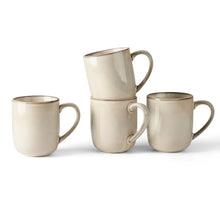 Ceramic coffee mug set of 4, cream reactive glaze mugs with handles