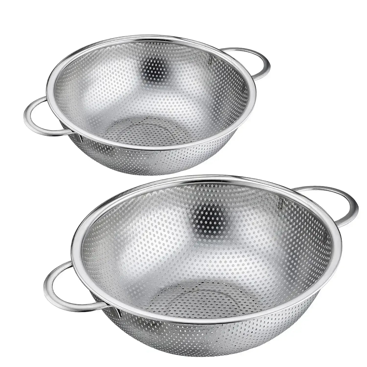 VeSteel Colander Set of 3, Stainless Steel Micro-Perforated Colanders Strainers for Draining Rinsing Washing, Ideal for Pasta Vegetables Fruits, Heavy Duty & Dishwasher Safe - USA MEGA SHOP