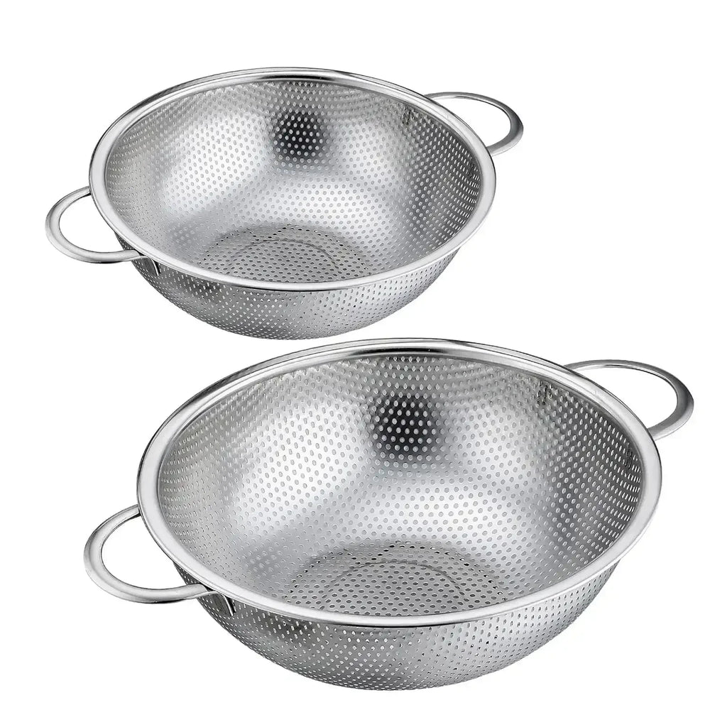 VeSteel Colander Set of 3, Stainless Steel Micro-Perforated Colanders Strainers for Draining Rinsing Washing, Ideal for Pasta Vegetables Fruits, Heavy Duty & Dishwasher Safe - USA MEGA SHOP
