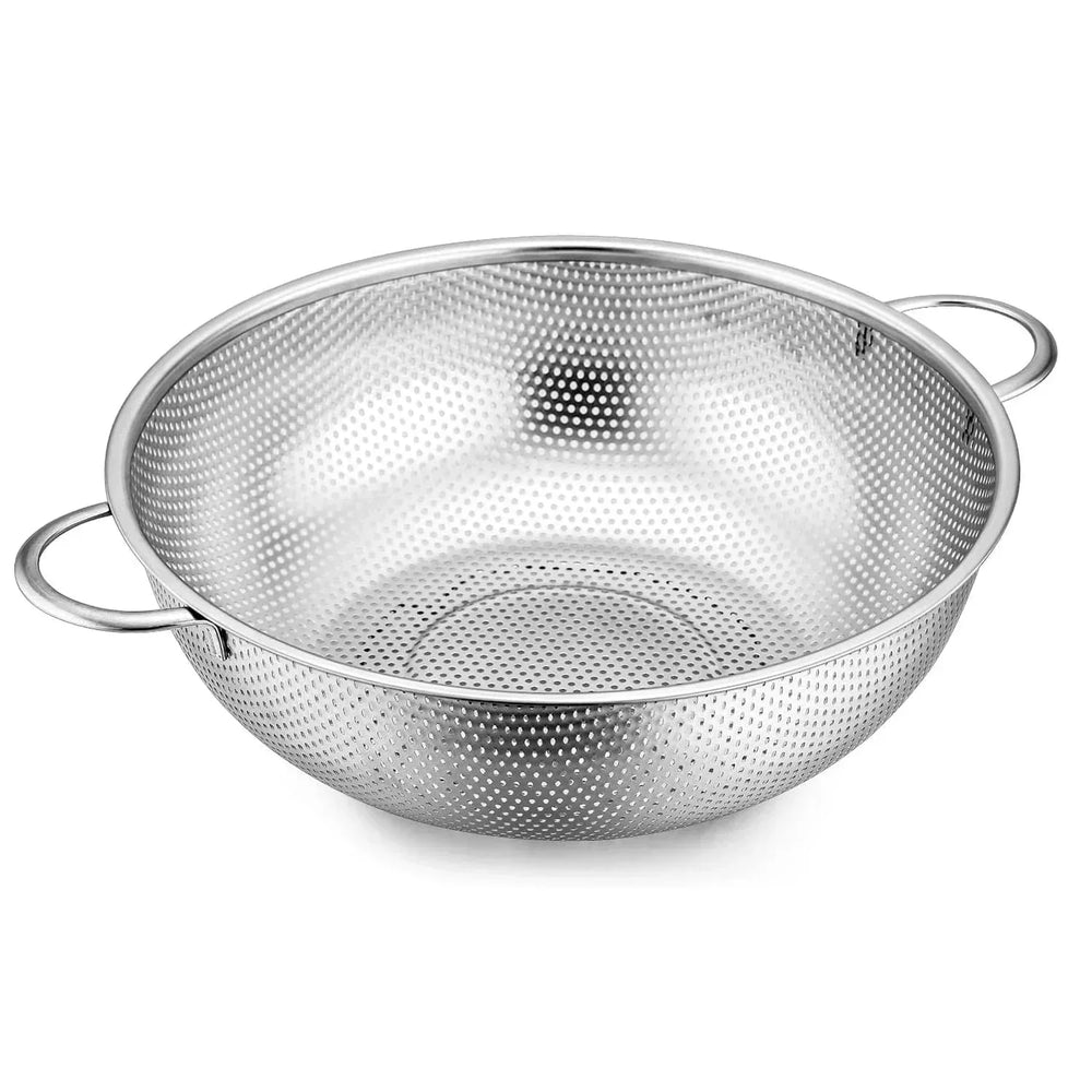 VeSteel Colander Set of 3, Stainless Steel Micro-Perforated Colanders Strainers for Draining Rinsing Washing, Ideal for Pasta Vegetables Fruits, Heavy Duty & Dishwasher Safe - USA MEGA SHOP