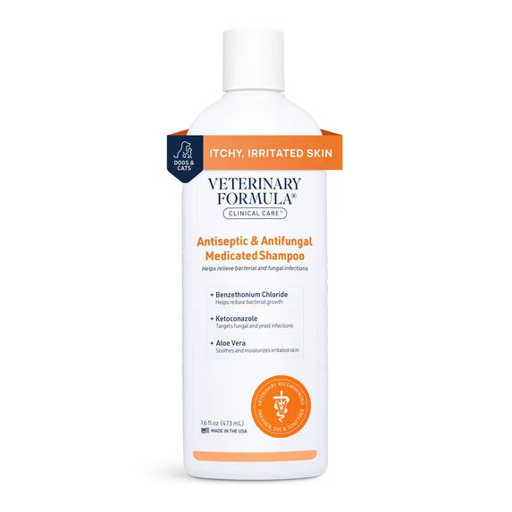 Veterinary Formula Clinical Care Antiseptic and Antifungal Medicated Shampoo for Dogs & Cats, 16oz