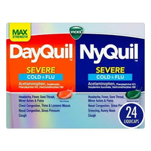 Vicks DayQuil & NyQuil Severe cold & flu liquidcaps, 24 count box front