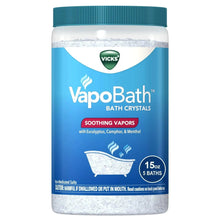 Vicks VapoBath non-medicated bath crystals jar with soothing vapors label, 15 oz