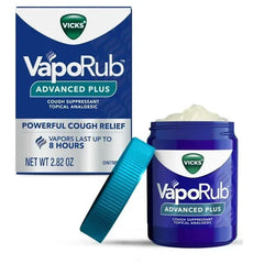 Vicks VapoRub Advanced Plus Cough Suppressant Topical Chest Rub, Analgesic Ointment, 2.82 oz
