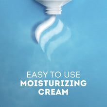 Vicks BabyCream dispensing graphic showing moisturizing cream stream above blue surface