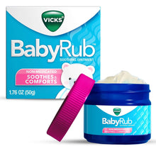 Vicks BabyRub non-medicated baby chest rub ointment jar and box, blue label
