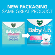 Non-medicated baby chest rub ointment new packaging shown on boxes and jar