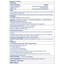 Children’s Vicks VapoRub drug facts information label
