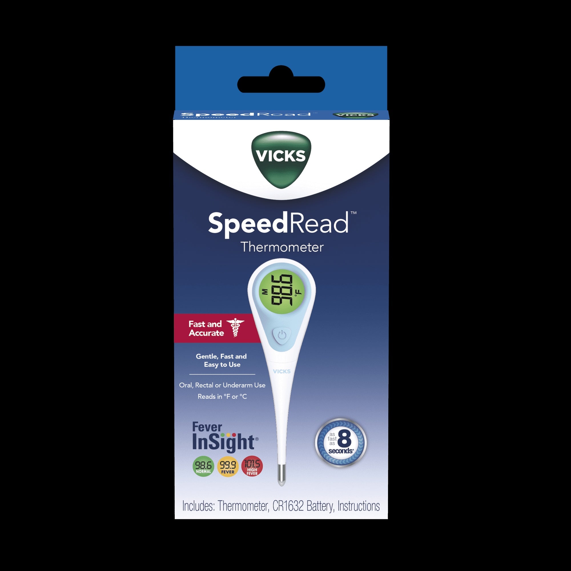 Vicks Speed-Read Digital Thermometer, for Oral, Rectal, Underarm Use FSA & HSA Eligible , V912BBUSV5