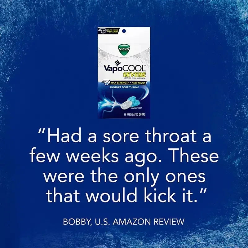 Vicks VapoCool Severe Menthol Sore Throat Lozenges, Max Strength, 200 Count