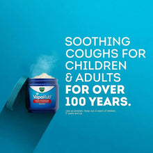 Vicks VapoRub ointment jar with blue lid, label visible