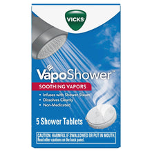 Vicks VapoShower soothing shower tablets box, 5 shower tablets, non-medicated