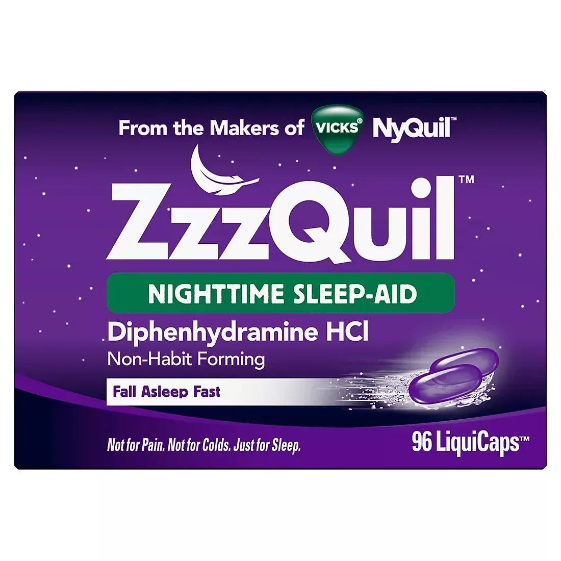 Vicks ZzzQuil Nighttime Sleep Aid LiquiCaps, 96 Count